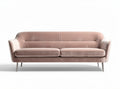 Velvet upholstered sofa with metal legs in blush pink 210 x 90 x 80cm