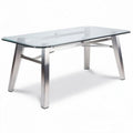 Glass table with stainless steel legs for dining and office use 160 x 80 x 75cm