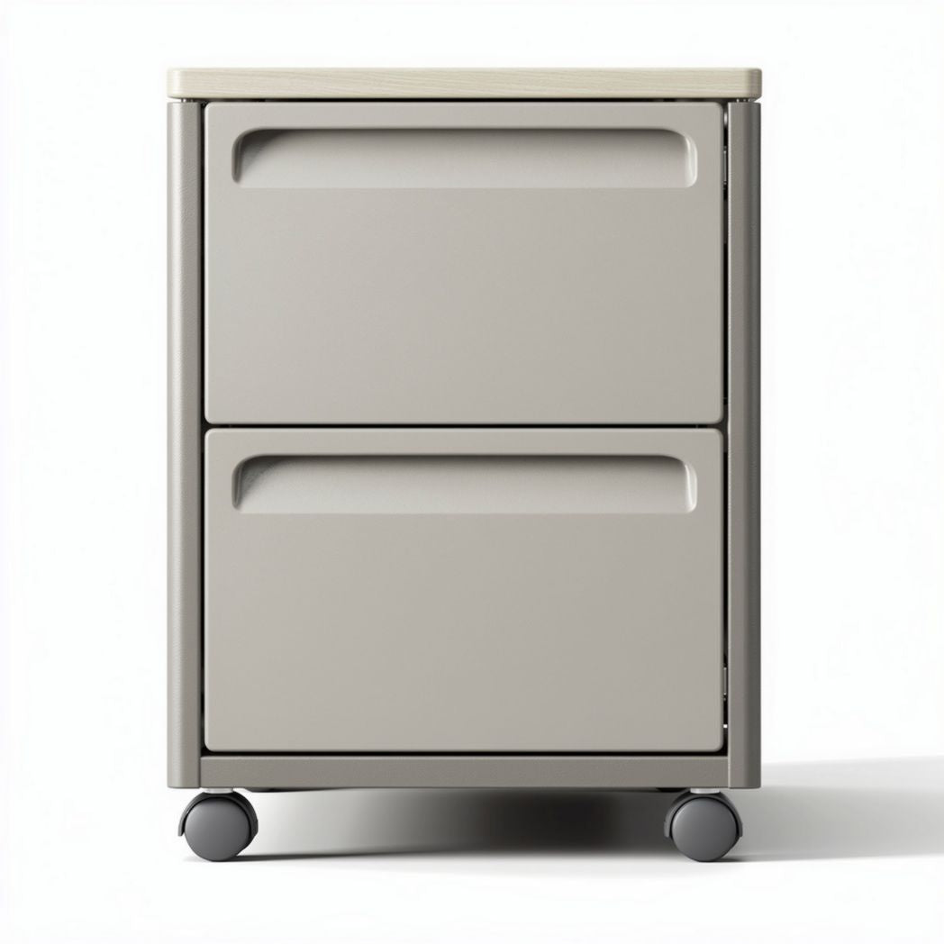 Mobile storage cabinet with two drawers and a beige top 40 x 40 x 50cm