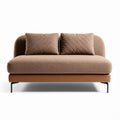 Brown fabric sofa with two cushions and leather base 180 x 90 x 80cm
