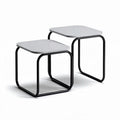 Modern concrete top nesting side tables with black metal frame 40 x 40 x 45cm