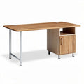 Wooden office desk with storage cabinet and metal legs 120 x 60 x 75cm