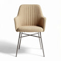 Fabric accent chair with metal frame and ergonomic design in beige 45 x 55 x 85cm