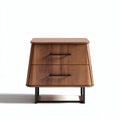 Wood nightstand with two drawers and metal legs 50 x 40 x 40cm