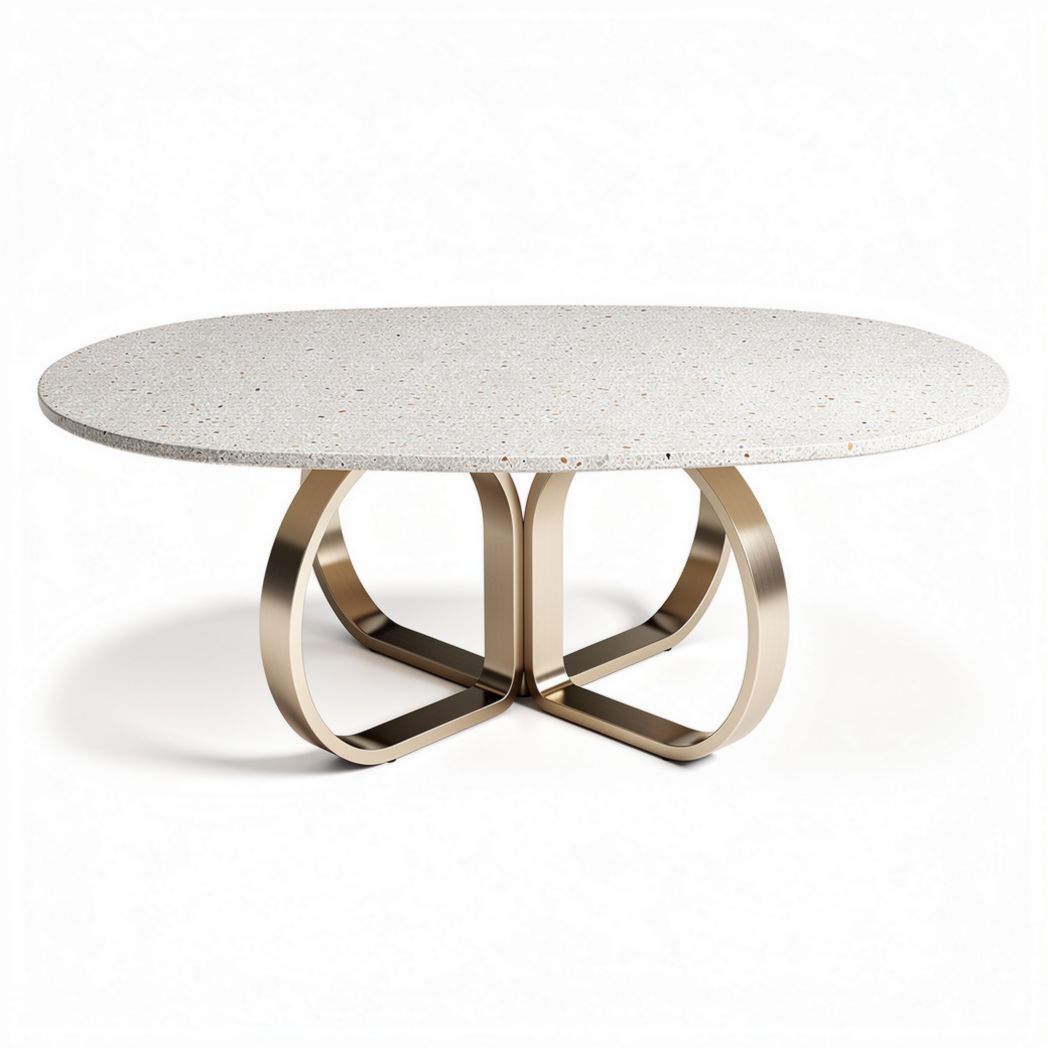 Terrazzo top coffee table with gold metal base 150 x 90 x 75cm