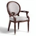Wooden armchair with upholstered gray fabric seat and back 24 x 25 x 37 inches
