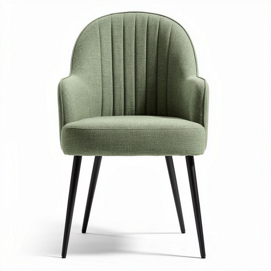 Green upholstered dining chair with black metal legs 60 x 60 x 85cm