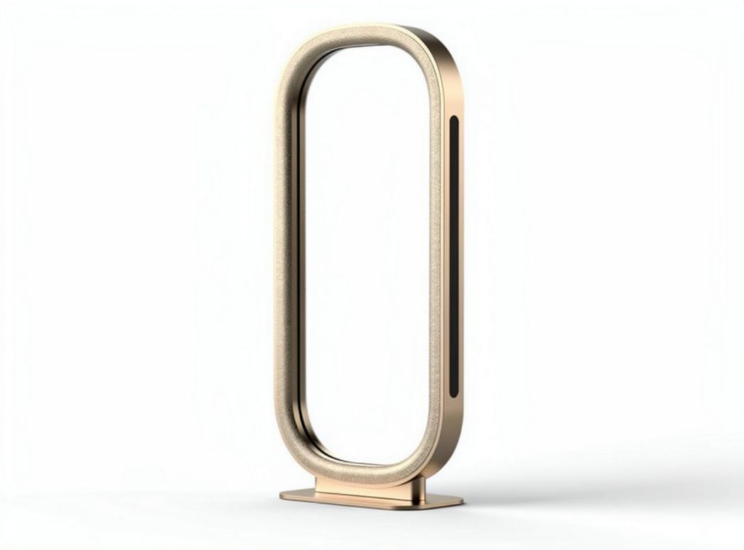 Steel oval desk fan in rose gold finish for home office use 30 x 10 x 60cm